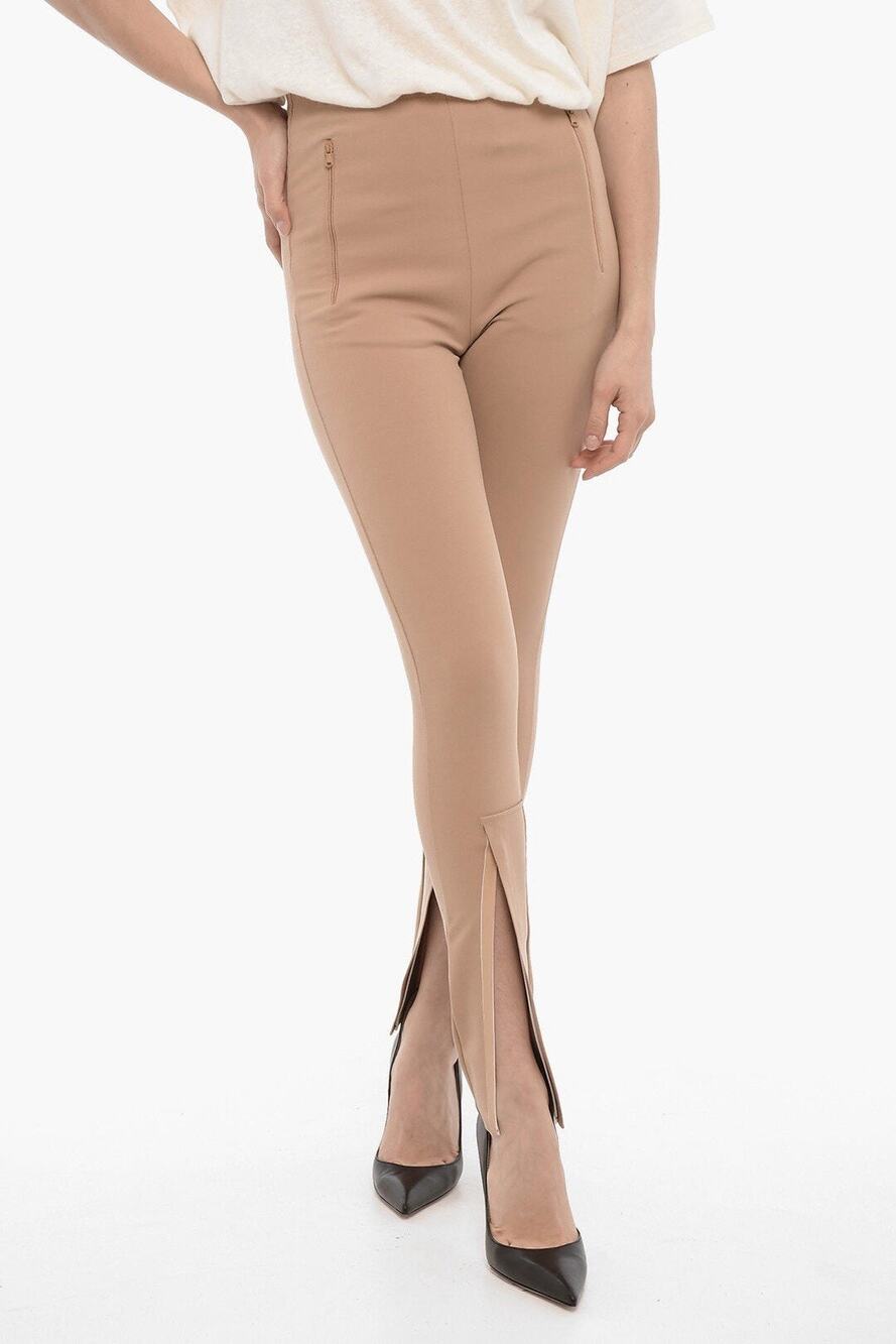 Wardrobe NYC Nude Leggings Pants Front Zip Camel Small